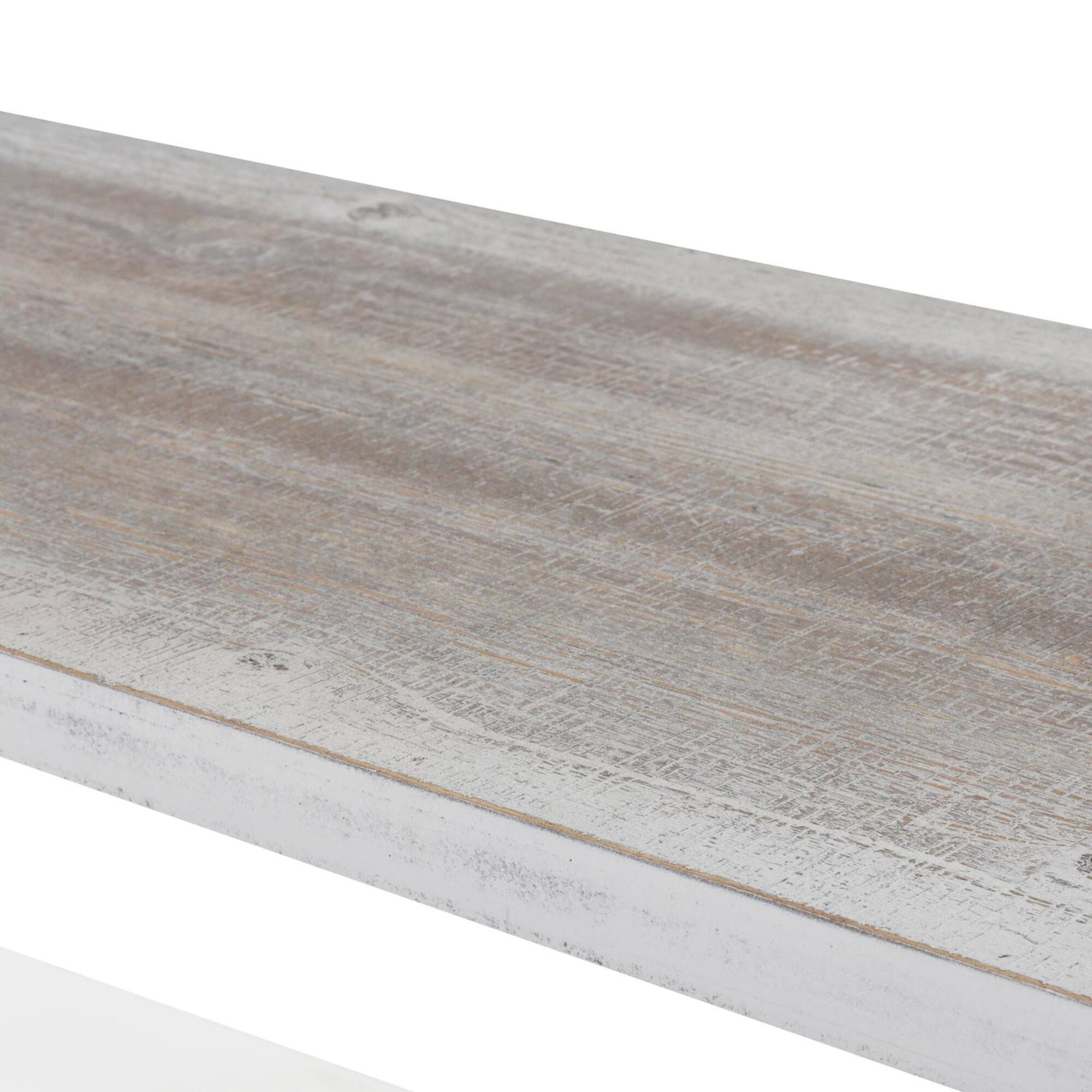38" x 46.5" White Washed Wooden 2 Shelf Storage Shelving Unit
